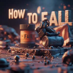 Ein hochdetailliertes 3D-Rendering einer Szene, die das Konzept von „How to Fail“ darstellt, gerendert in kinematischer Beleuchtung mit dynamischen Texturen und komplizierten Details. Das 3D-Modell sollte eine visuell überzeugende Erzählung zeigen, die sich auf symbolische Bilder konzentriert, die das Scheitern und seine Folgen darstellen, und einen realistischen Stil mit reichen Farbvariationen und Tiefenschärfe für ein filmisches Gefühl verwendet.
